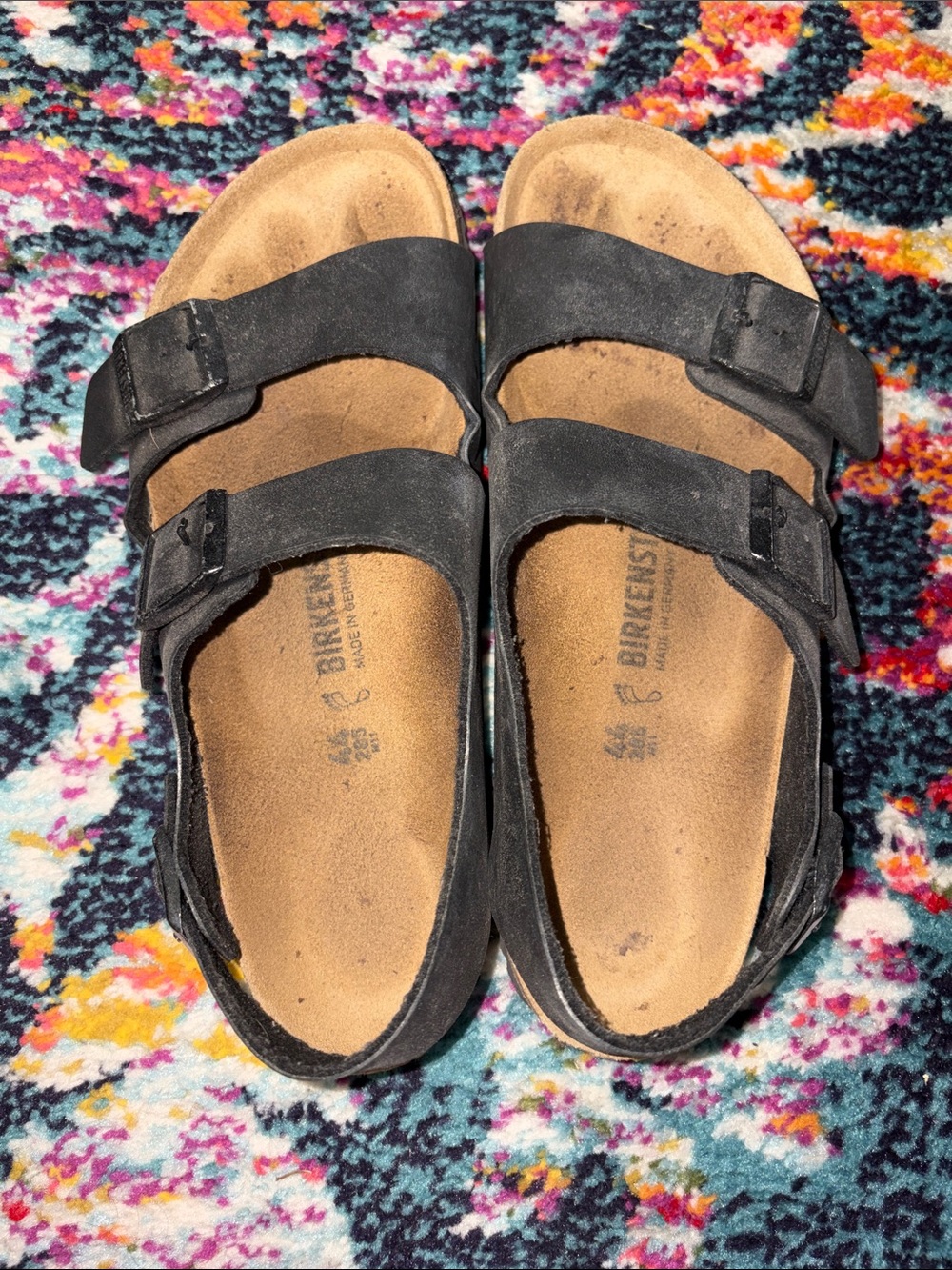 Men’s Birkenstock Black Two-Strap Suede Sandals